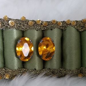 #40 VINTAGE 1930s SterlingSilver AmberColor Screwback